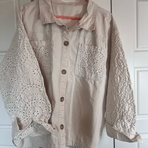 Maurices Beige Eyelet Utility Jacket